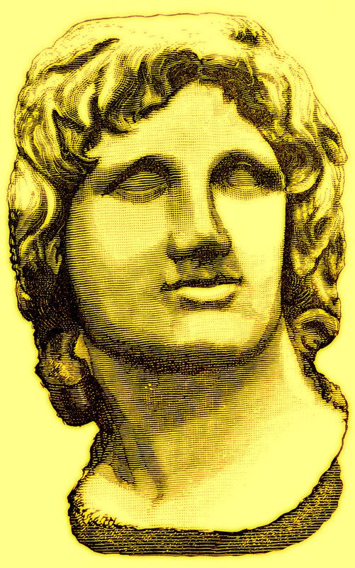 Popiersie Aleksandra Wielkiego, z British Museum, posąg w Watykanie, ilustracja z Historii Rzymu autorstwa Victora Duruy, opublikowana w 1884 r. (obraz ulepszony cyfrowo) autorstwa English School