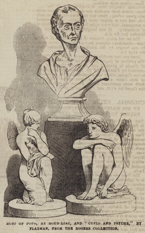 Popiersie papieża Roubiliac i Kupidyn i Psyche Flaxman, z kolekcji Rogers (rycina) autorstwa English School