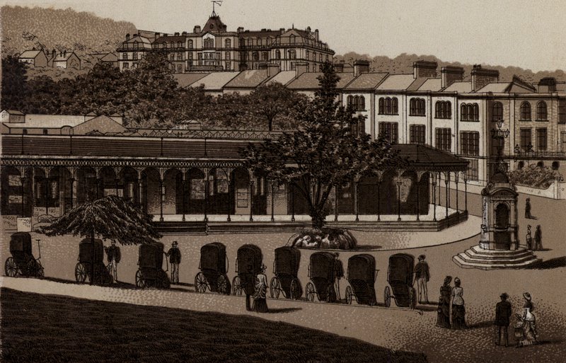 Buxton: gorące kąpiele i kolumnada (lito) autorstwa English School