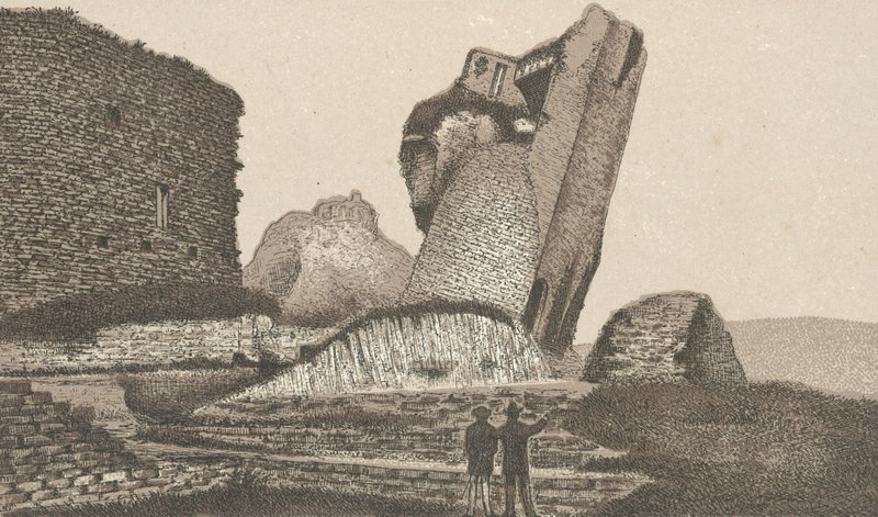 Zamek Caerphilly, Krzywa Wieża (lito) autorstwa English School