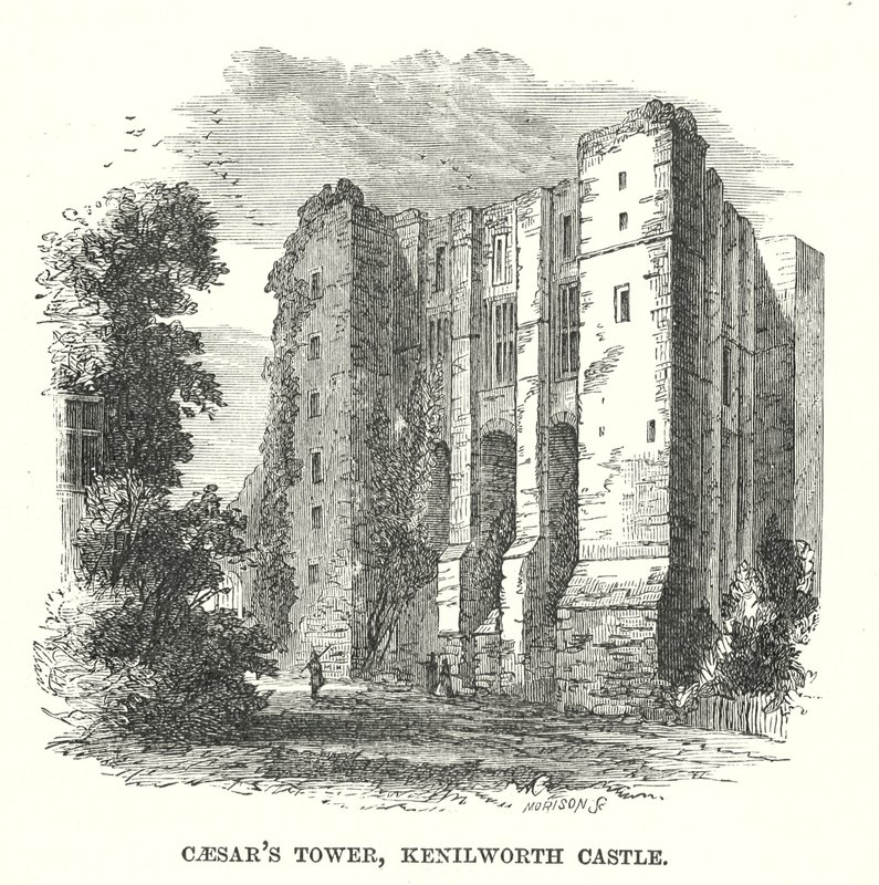 Wieża Cezara, Zamek Kenilworth (rycina) autorstwa English School