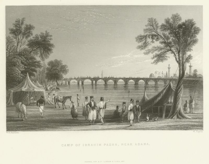 Obóz Ibrahima Paszy, niedaleko Adany, Turcja, 1837 autorstwa English School