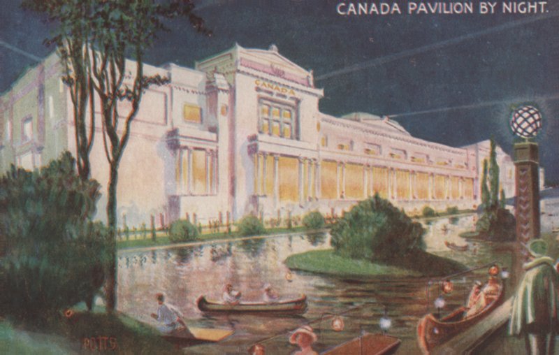 Pawilon Kanady nocą, Wystawa Imperium Brytyjskiego, Wembley autorstwa English School