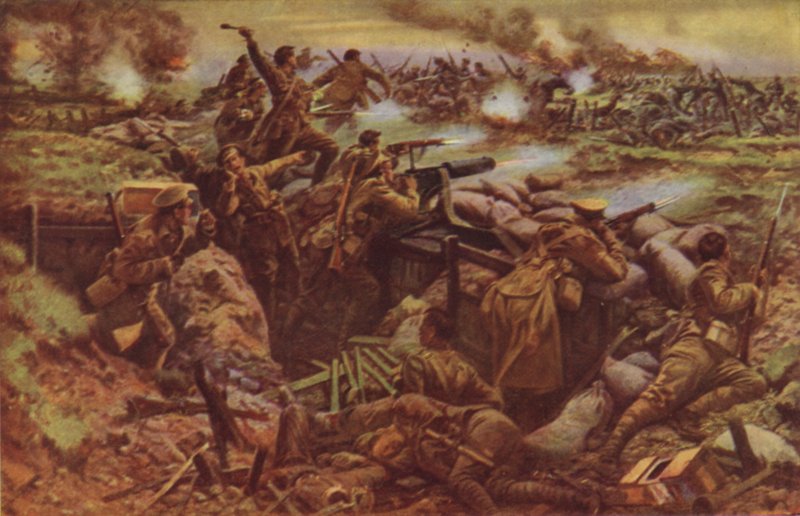 Kanadyjczycy pod Ypres (kolorowa litografia) autorstwa English School