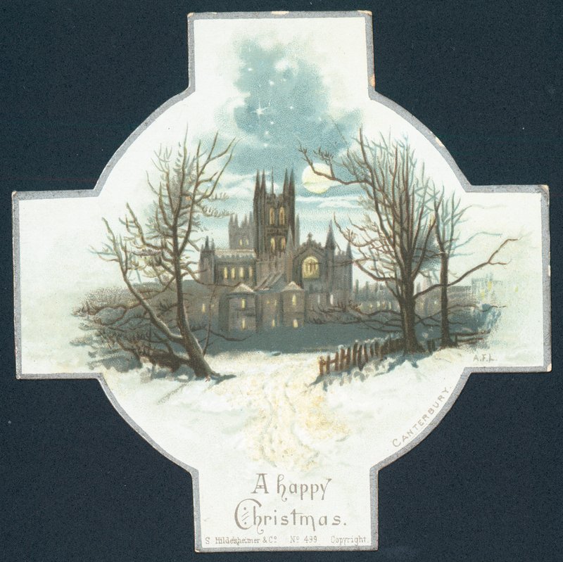 Katedra w Canterbury, kartka bożonarodzeniowa autorstwa English School