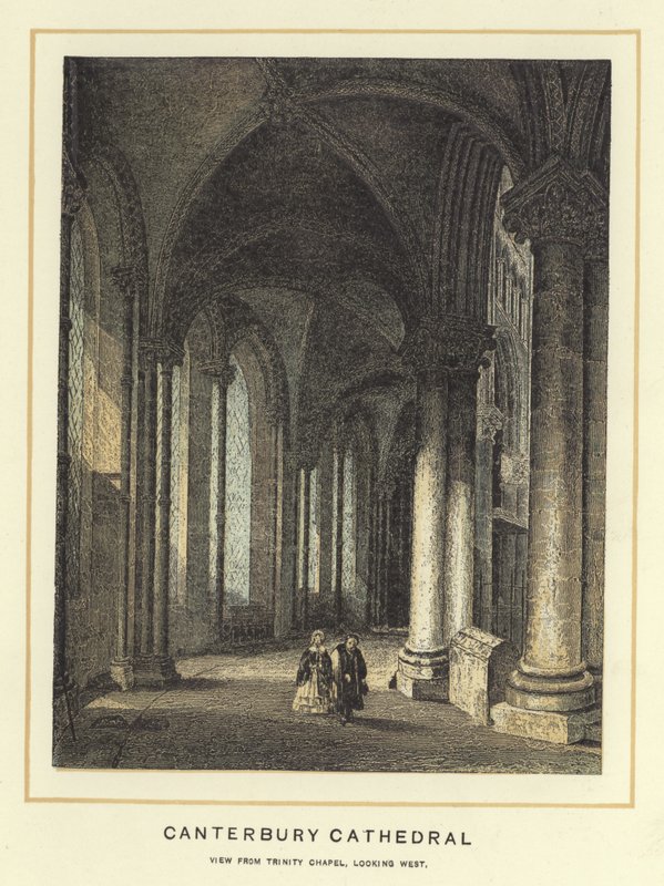 Katedra w Canterbury, widok z Kaplicy Trójcy Świętej, patrząc na zachód autorstwa English School