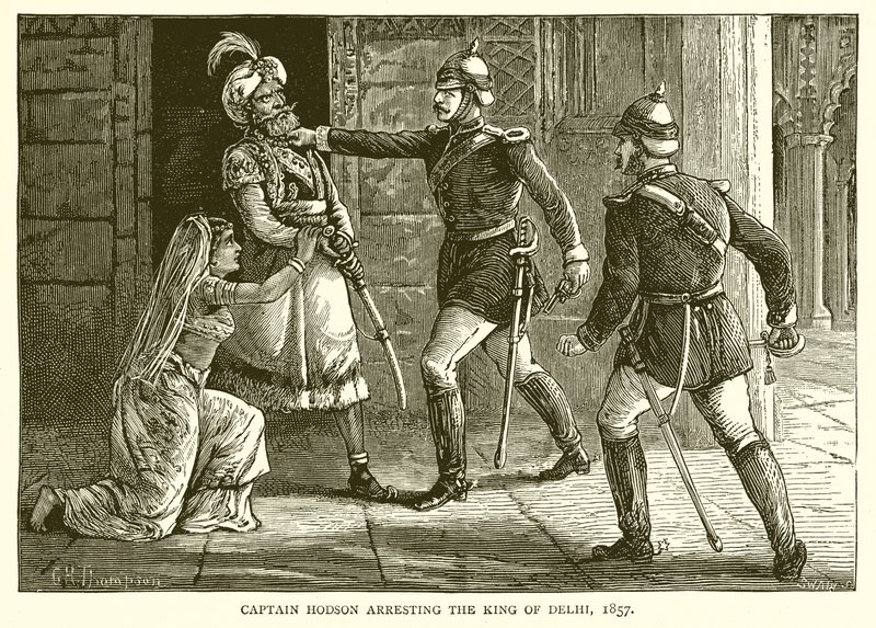 Kapitan Hodson aresztujący króla Delhi, 1857 autorstwa English School