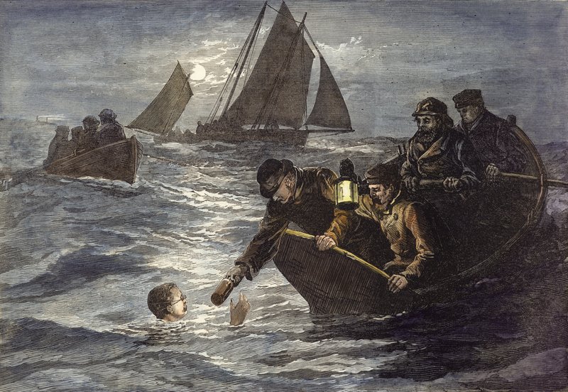 Kapitan Webbs próbuje przepłynąć kanał La Manche, Hot Coffee by Moonlight autorstwa English School