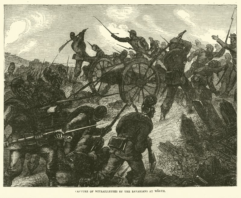 Wychwytywanie Mitrailleuses przez Bawarczyków w Worth, sierpień 1870 autorstwa English School