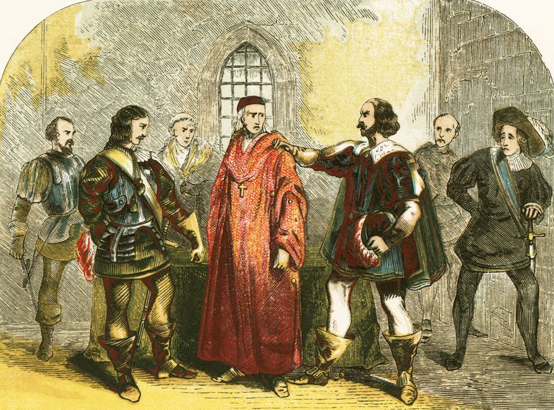 Kardynał Wolsey aresztowany za zdradę stanu autorstwa English School