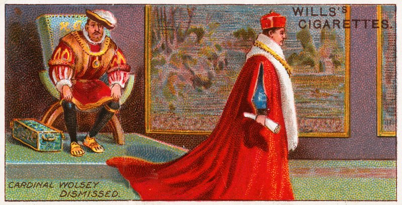 Kardynał Wolsey odwoływany przez króla Henryka VIII autorstwa English School