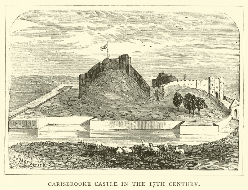 Zamek Carisbrooke w XVII wieku autorstwa English School
