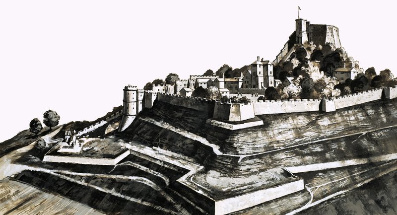 Zamek Carisbrooke na wyspie Wight autorstwa English School