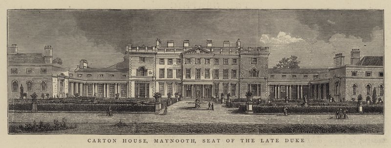 Karton House, Maynooth, siedziba zmarłego księcia (rycina) autorstwa English School