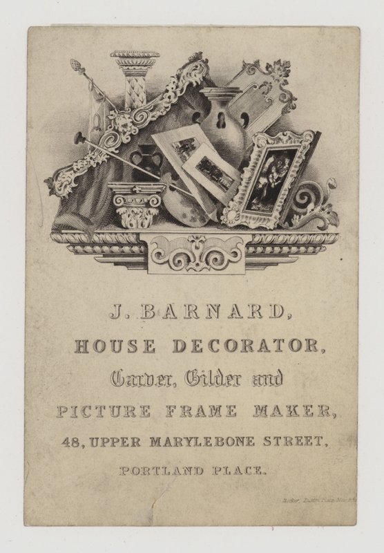 Carvers and Gilders, J Barnard, karta handlowa autorstwa English School