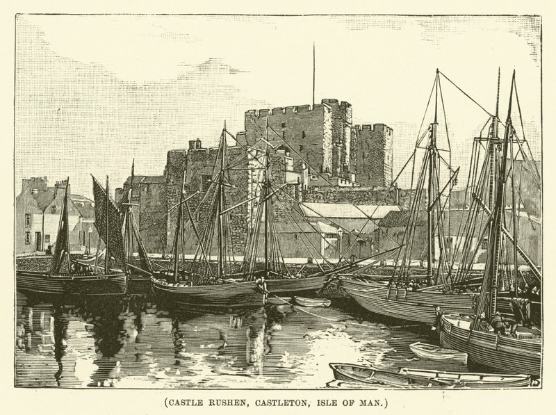 Zamek Rushen, Castleton, Wyspa Man (grawerunek) autorstwa English School