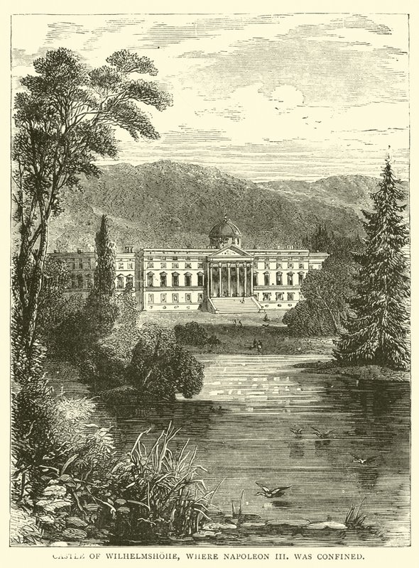 Zamek Wilhelmshohe, w którym więziony był Napoleon III autorstwa English School