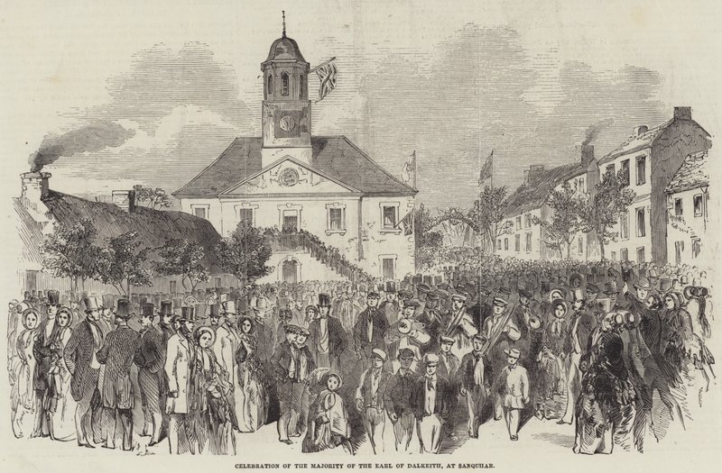 Uroczystość Większości hrabiego Dalkeith w Sanquhar (rycina) autorstwa English School