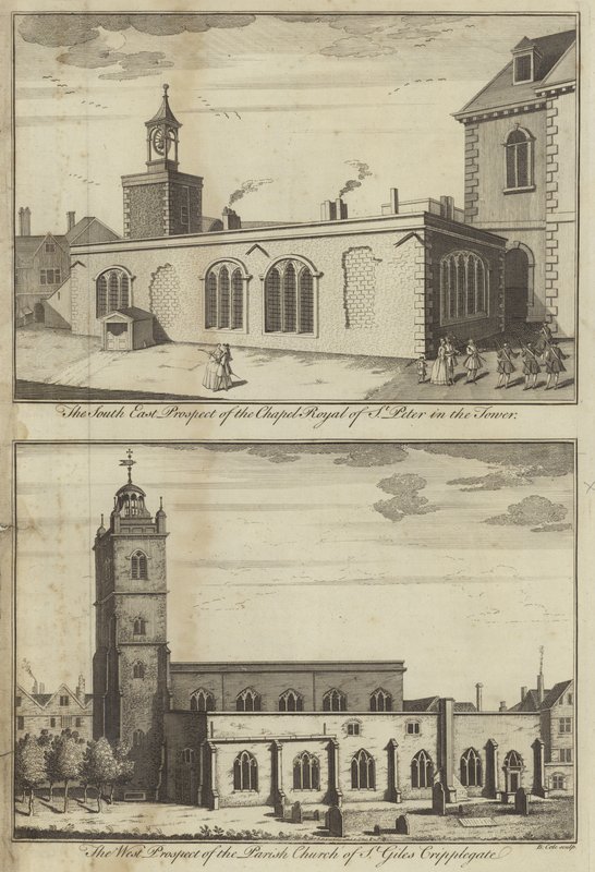 Kaplica Królewska św Piotra w wieży i kościół St Giles Cripplegate, Londyn autorstwa English School