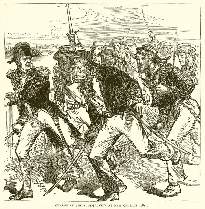 Szarża Niebieskich Kurtek w Nowym Orleanie, 1815 autorstwa English School