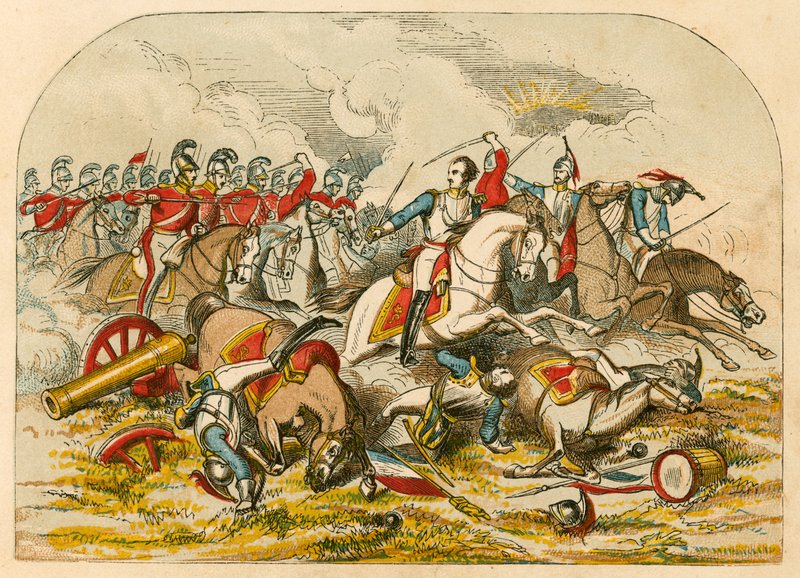 Szarża kawalerii pod Waterloo autorstwa English School