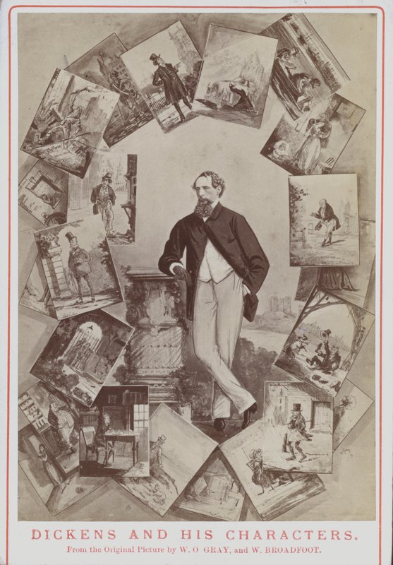 Charles Dickens i jego postacie, z oryginalnego obrazu WO Graya i W Broadfoota autorstwa English School