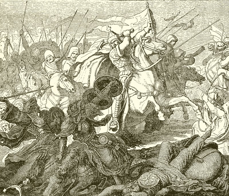 Charles Martel w Poictiers autorstwa English School