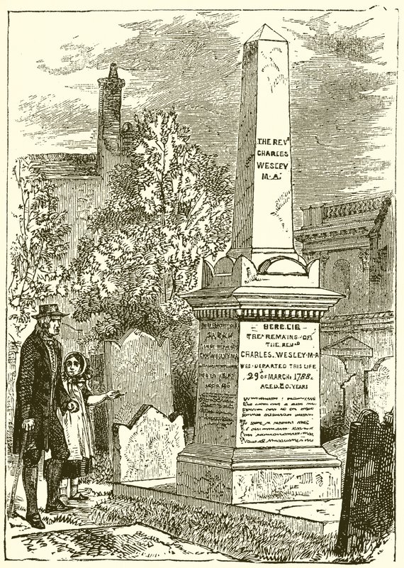 Charles Wesley, nagrobek (rycina) autorstwa English School