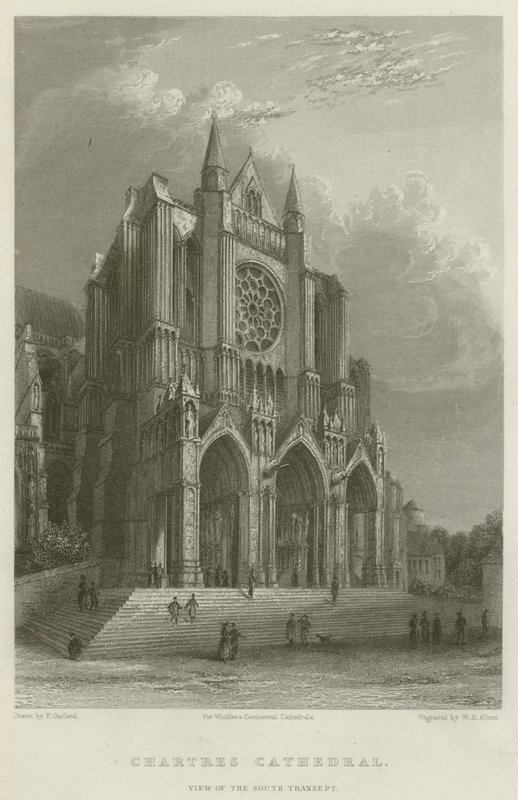 Katedra w Chartres, Widok transeptu południowego (rycina) autorstwa English School