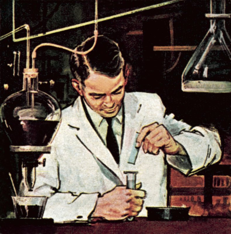 Chemik za pomocą papierka lakmusowego autorstwa English School