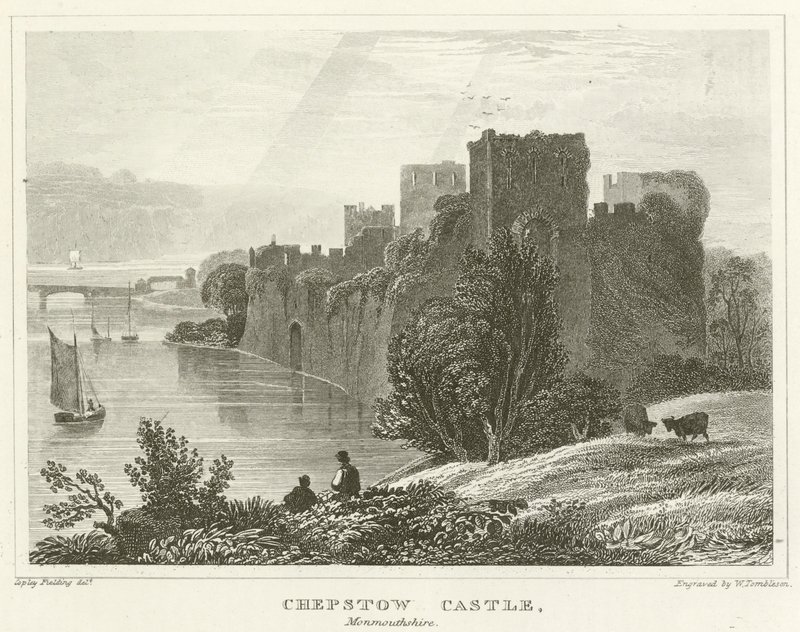 Zamek Chepstow, Monmouthshire (grawerowanie) autorstwa English School