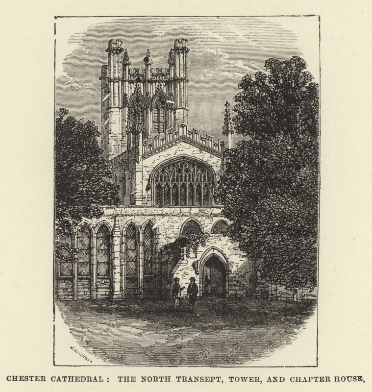 Katedra w Chester, transept północny, wieża i kapitularz autorstwa English School
