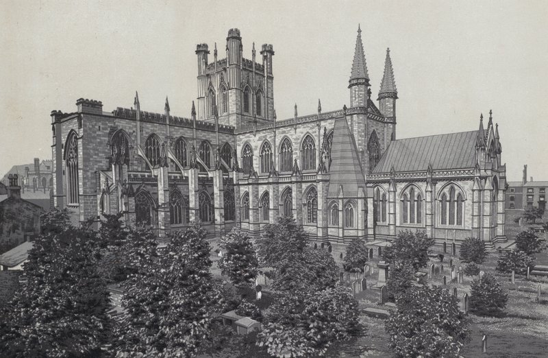 Chester: Katedra, z murów miejskich autorstwa English School