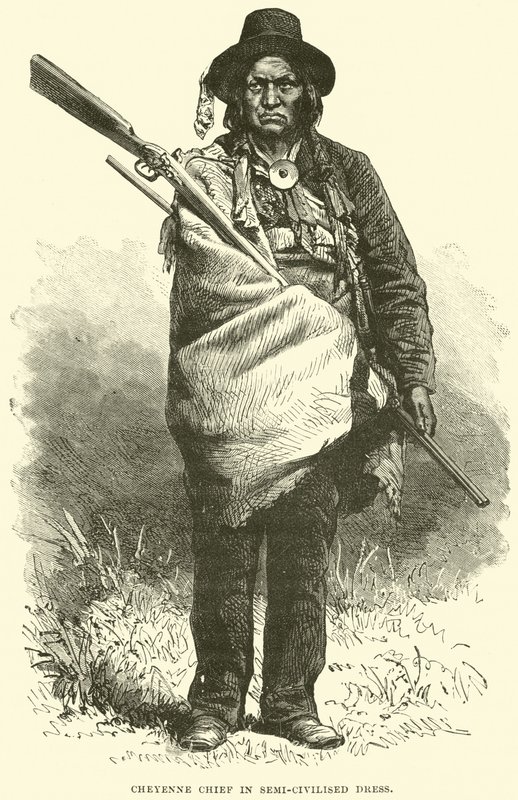 Cheyenne Chief w na wpół cywilizowanym stroju autorstwa English School