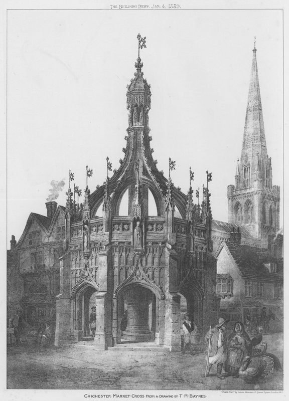 Chichester Market Cross (lito) autorstwa English School