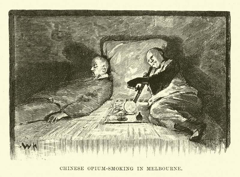 Chińskie palenie opium w Melbourne autorstwa English School