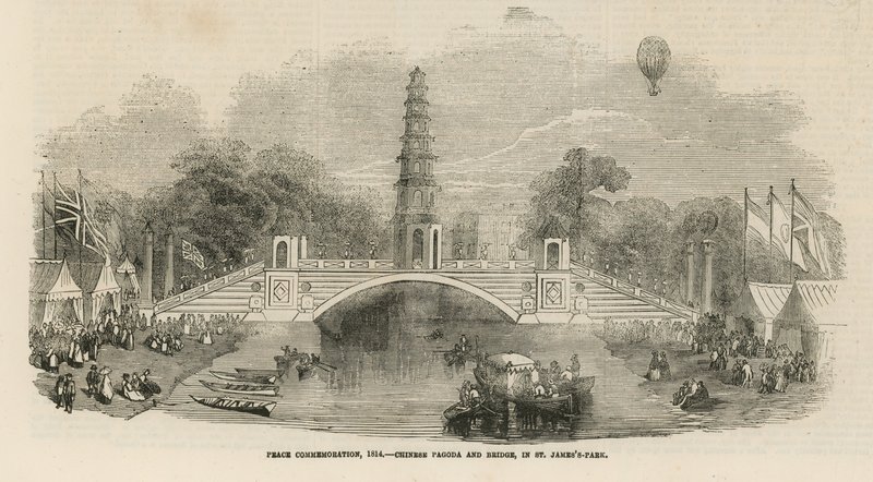Chińska Pagoda i most w St James