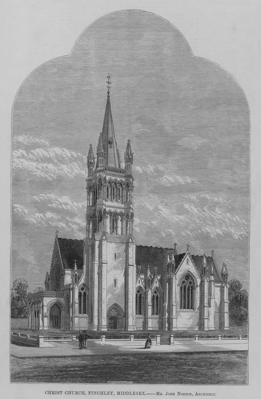 Christ Church, Finchley, Middlesex (grawerowanie) autorstwa English School