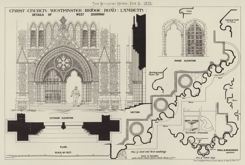 Christ Church, Westminster Bridge Road, Lambeth (grawerowanie) autorstwa English School