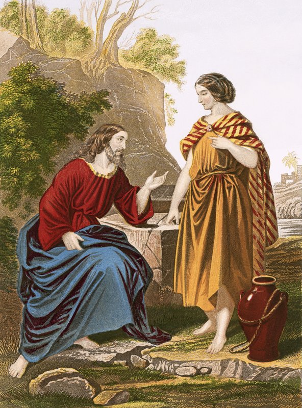 Chrystus i niewiasta Samarii autorstwa English School