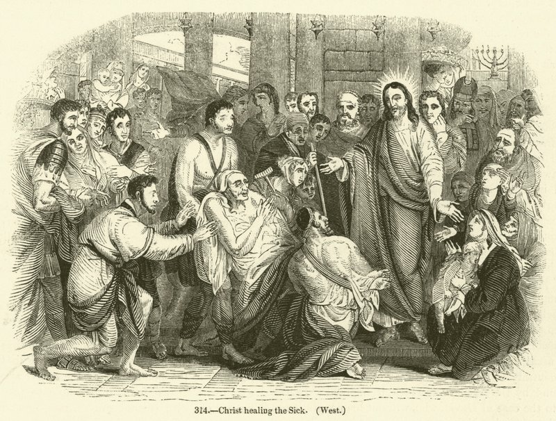 Chrystus uzdrawiający chorych, Zachód (rycina) autorstwa English School