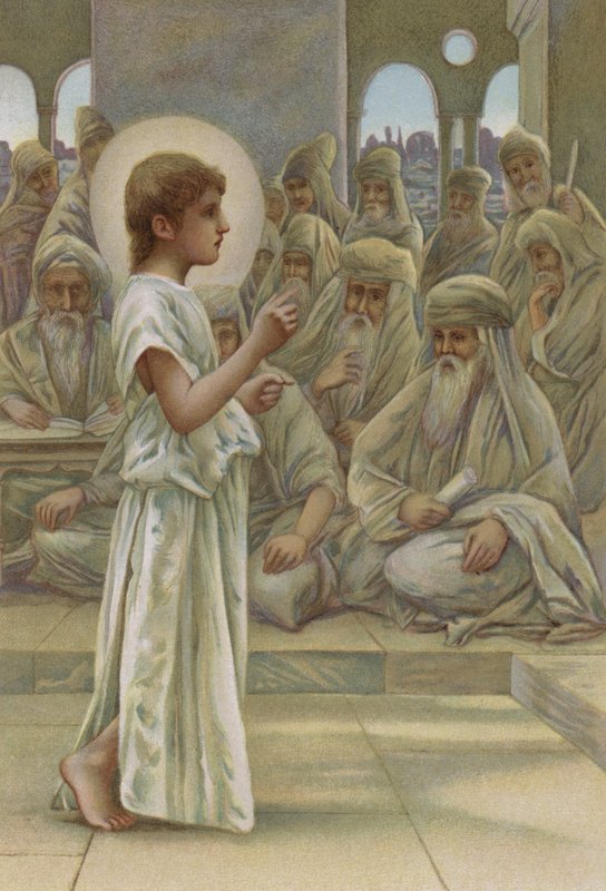 Chrystus pośród lekarzy (chromolit) autorstwa English School