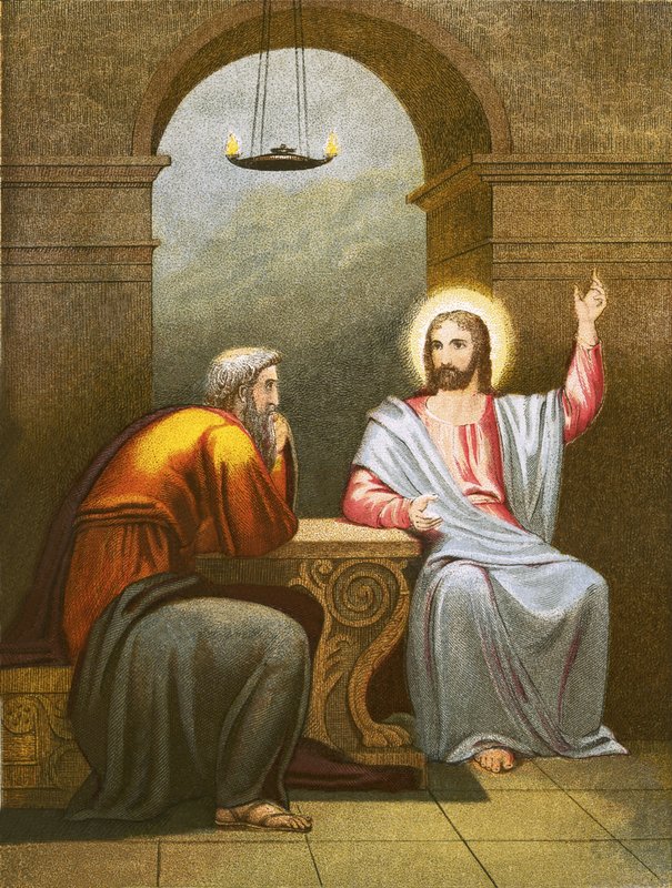Chrystus poucza Nikodema autorstwa English School