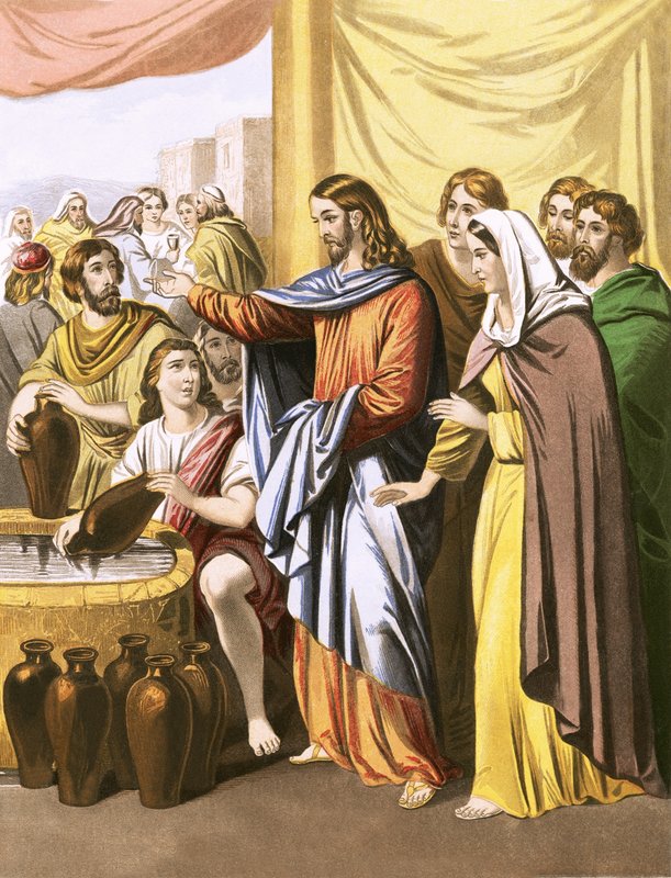 Chrystus zamienia wodę w wino autorstwa English School