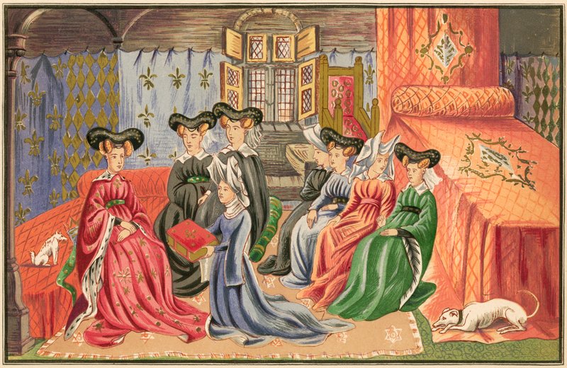 Christine de Pisan prezentuje swoje prace królowej autorstwa English School