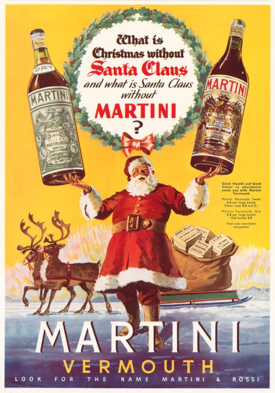 Świąteczna reklama wermutu Martini (kolor lito) autorstwa English School
