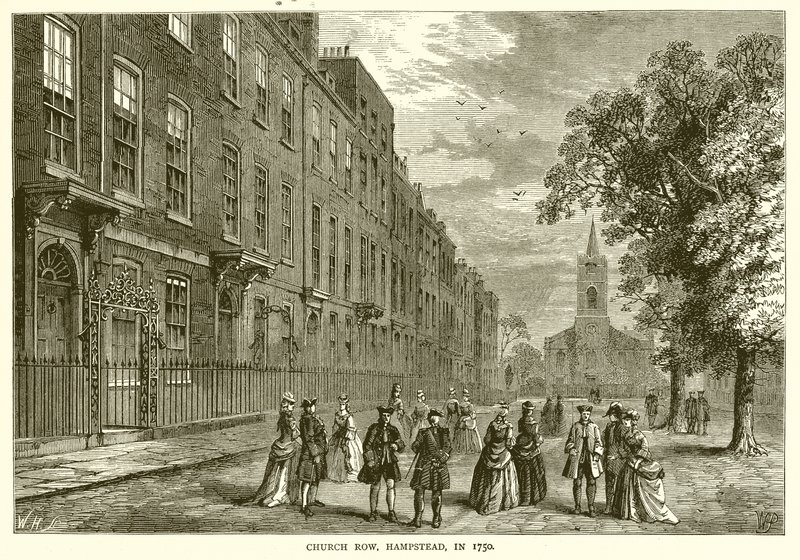Church Row, Hampstead, w 1750 autorstwa English School