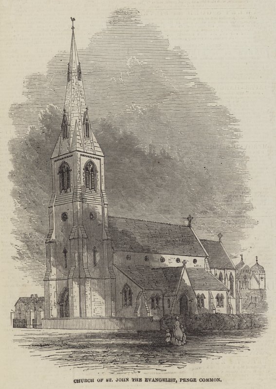 Kościół św. Jana Ewangelisty, Penge Common (rycina) autorstwa English School