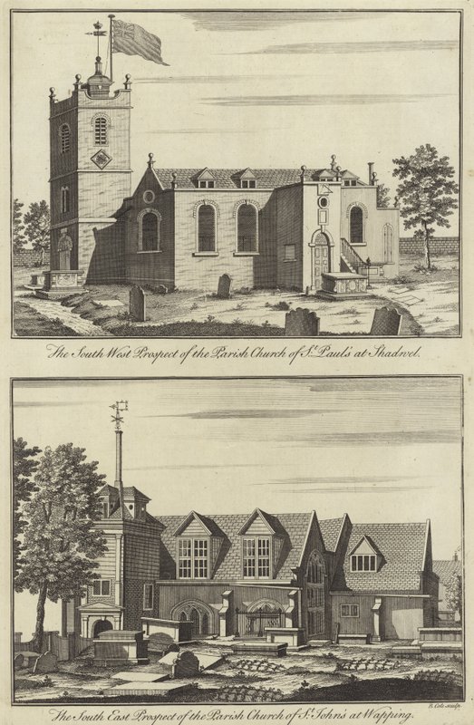 Kościół św. Pawła, Shadwell i kościół św. Jana, Wapping autorstwa English School