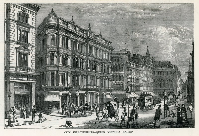 Ulepszenia miasta - Queen Victoria Street, Londyn autorstwa English School